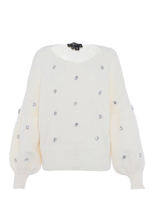 faina Pullover  sølv / uldhvid