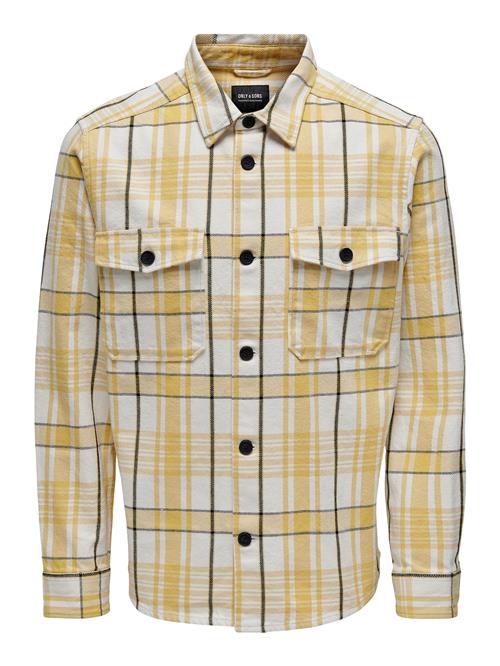 Only & Sons Skjorte 'ONSMilo'  citron / honning / sort / hvid