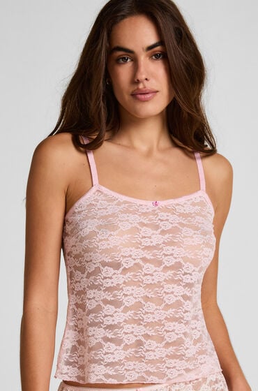 Hunkemöller Cami i heldækkende blonde Lyserød