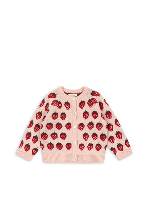 Konges Sløjd Belou Strikket Cardigan Strawberry  Strawberry 12 months  Lyserød  12 måneder  kvinde
