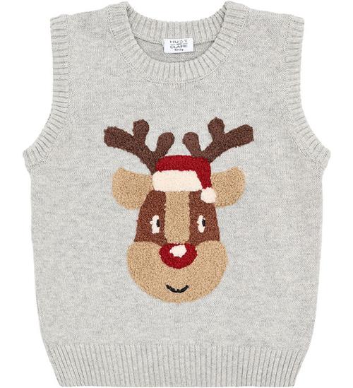 Hust and Claire Vest - Strik - HcPrinco Reindeer - Soft Grey Mel