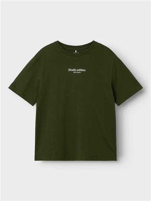 NAME IT Shirts 'Brody'  mørkegrøn / hvid