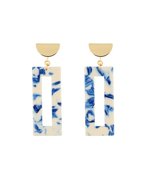 Fräulein Wunder Øreringe 'Akane'  ecru / lyseblå / mørkeblå / guld