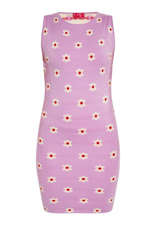 swirly Strikkjole  blomme / rød / uldhvid