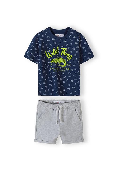 MINOTI Sæt  mørkeblå / grå-meleret / lime