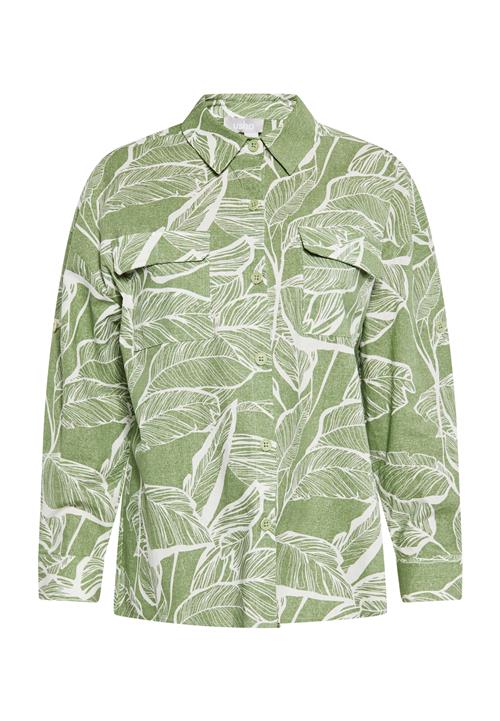 Usha Bluse  grøn / uldhvid