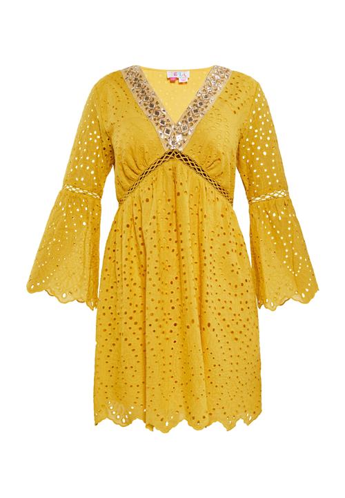 IZIA Sommerkjole  mørkegul / sort