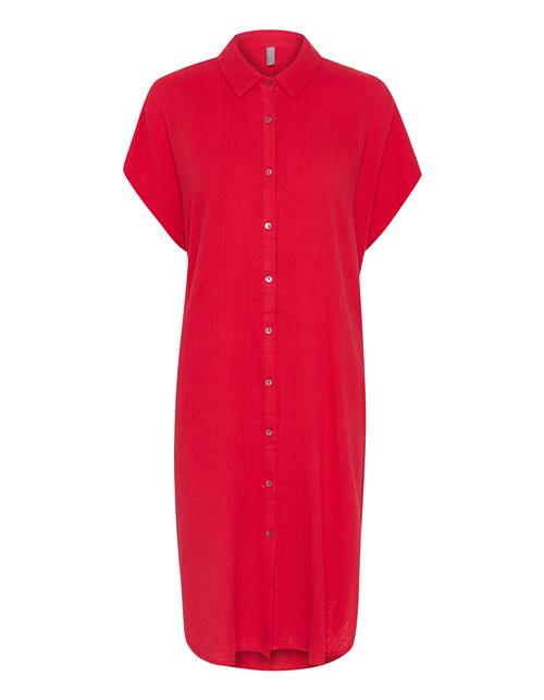 CULTURE Blusekjole  mørkerød