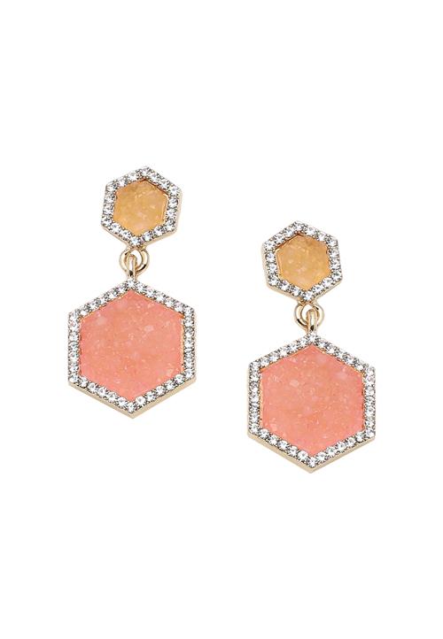 SOHI Øreringe 'Edana'  beige / guld / lyserød / sølv