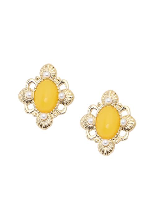 SOHI Øreringe 'Jocelyn'  gul / guld / perlehvid