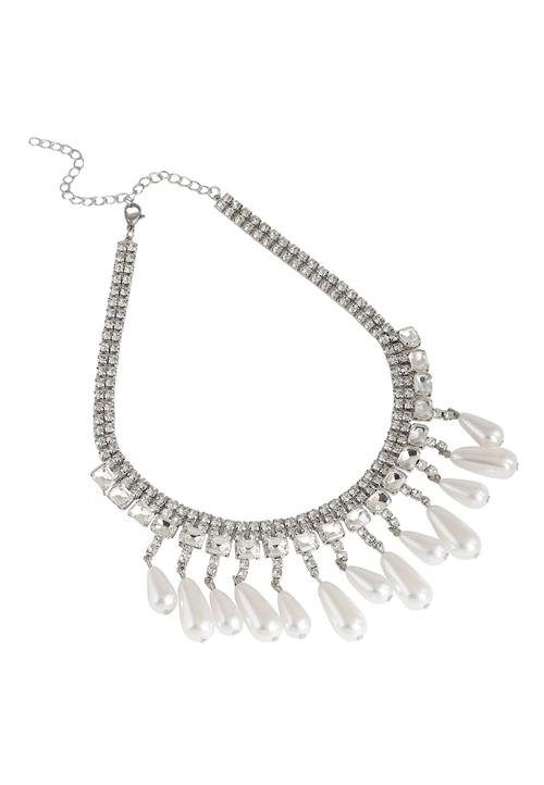 SOHI Kæde 'Keri'  sølv / hvid