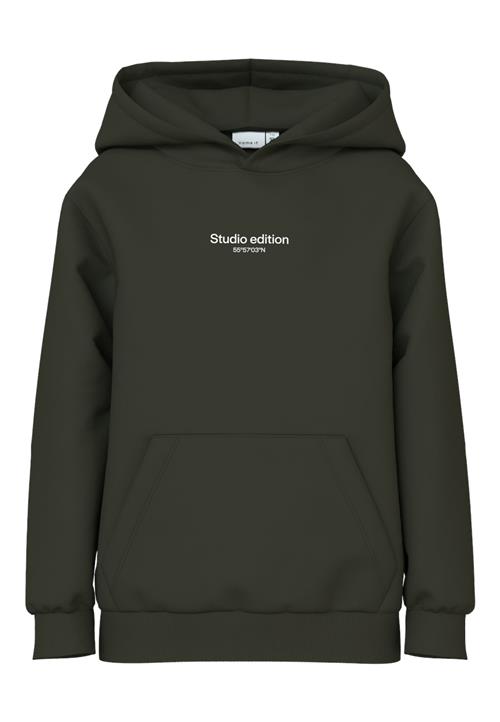 NAME IT Sweatshirt 'Brody'  mørkegrøn / hvid