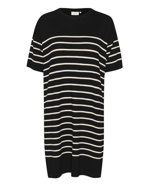 Kaffe Strikkjole  sort / hvid