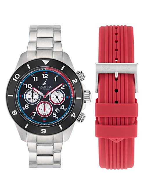 NAUTICA Analogt ur 'ONE'  blodrød / sort / sølv