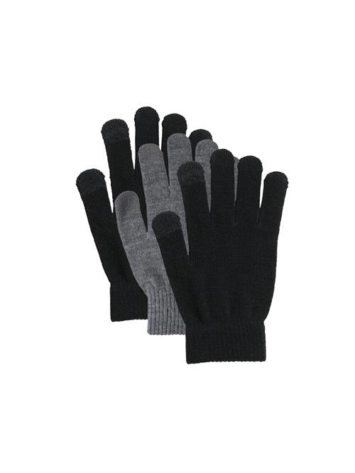 PIECES Fingerhandsker 'NEW BUDDY'  grå-meleret / sort