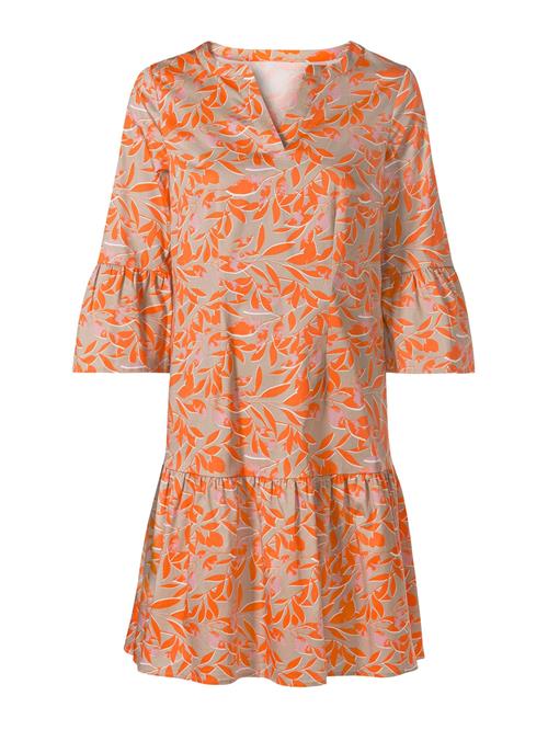 heine Kjole  mørkebeige / orange / rosé / hvid
