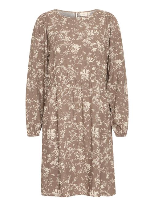 Fransa Kjole 'Flowy'  cappuccino / hvid