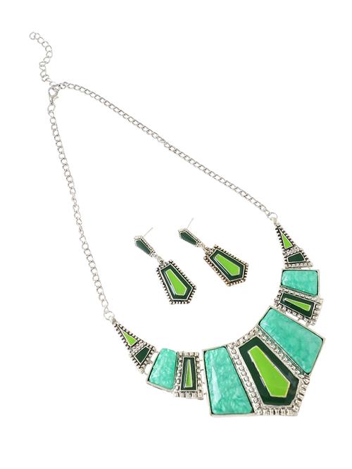 SOHI Smykkesæt 'Mohni'  grøn / sort / sølv