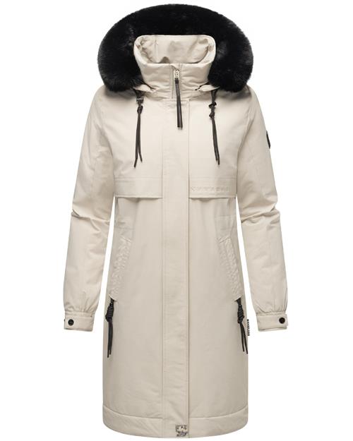 NAVAHOO Overgangsfrakke 'Kaltwetterretter'  creme / sort