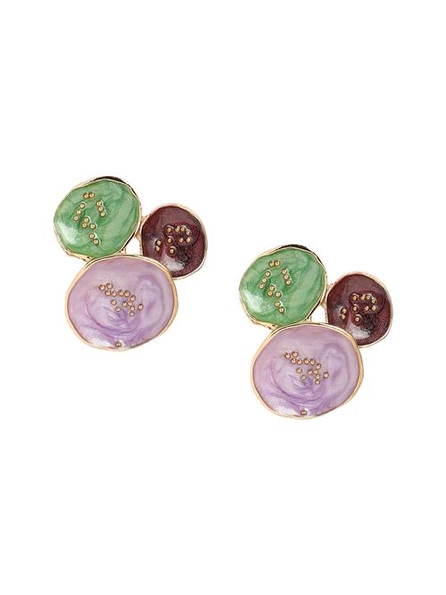 SOHI Øreringe 'Pamila'  guld / grøn / lilla / pink