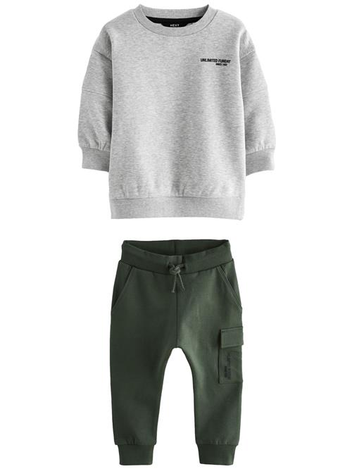 Next Sæt  grå-meleret / mørkegrøn