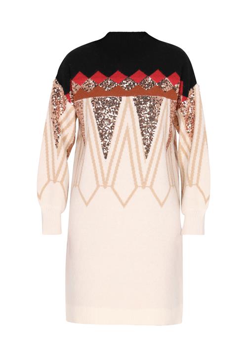 IZIA Strikkjole  beige / guld / rød / sort