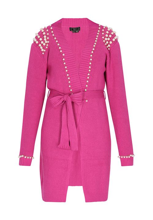 faina Cardigan  guld / fuchsia / perlehvid
