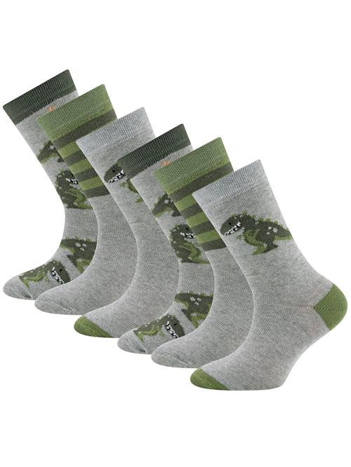 EWERS Sokker 'Dino'  grå / mørkegrøn / offwhite