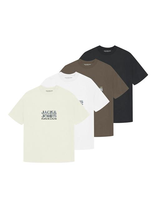 JACK & JONES Bluser & t-shirts 'JCODynamic'  creme / choko / sort / hvid