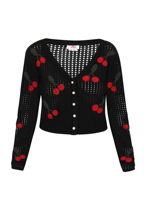 MYMO Cardigan 'Fashion Look'  mørkegrøn / rød / sort