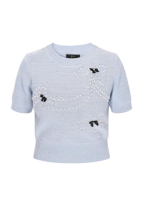 faina Pullover 'Fashion Look'  pastelblå / hvid