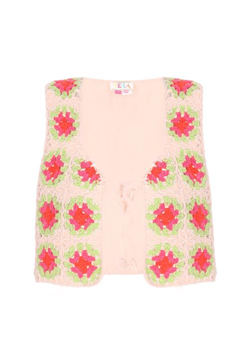 IZIA Strikvest  sand / lysegrøn / pink / rød