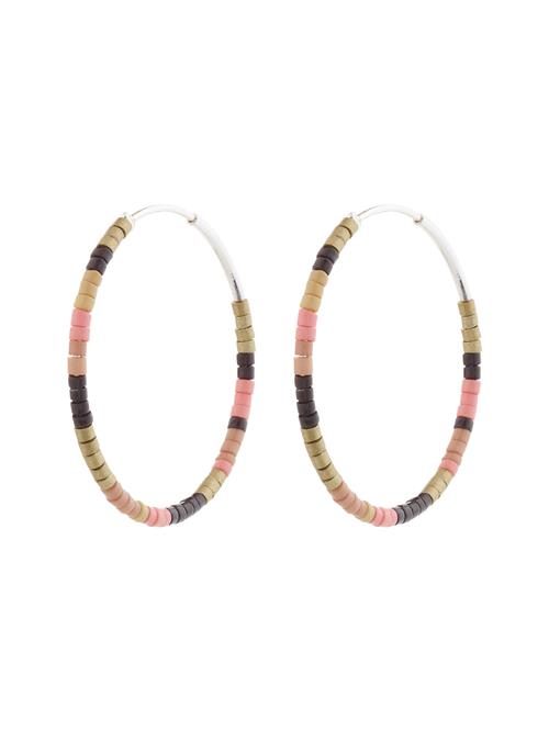 Pilgrim Øreringe  khaki / lyserød / sort / sølv