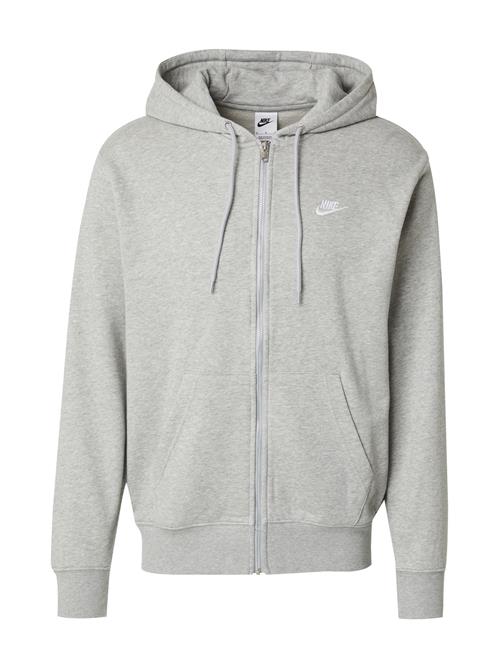 Nike Sportswear Sweatjakke 'Club Fleece'  grå-meleret / hvid