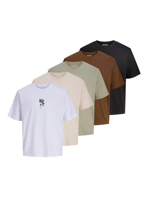 JACK & JONES Bluser & t-shirts 'JJWOLFIE'  beige / choko / pastelgrøn / sort / hvid