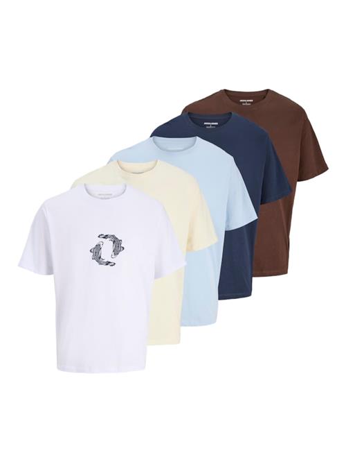 JACK & JONES Bluser & t-shirts 'JJWOLFIE'  navy / lyseblå / brun / pastelgul / lilla