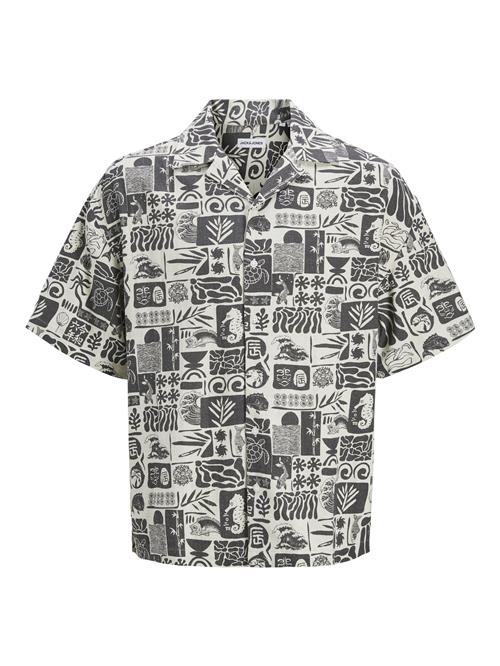 JACK & JONES Skjorte  mørkegrå / sort / naturhvid
