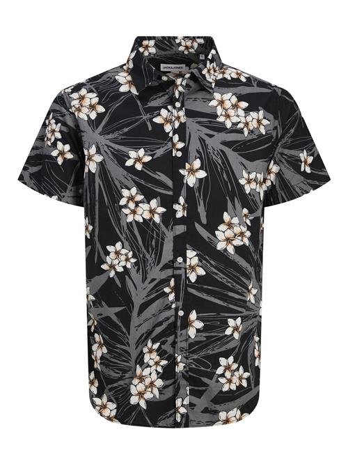 JACK & JONES Skjorte 'JJHawaii'  grå / sort / hvid