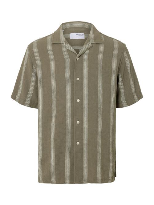 SELECTED Skjorte 'SLHSal'  oliven / offwhite