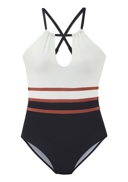 LASCANA Badedragt  rustbrun / sort / hvid