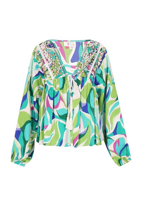 IZIA Bluse 'Fashion Look'  aqua / lysegrøn / magenta / offwhite
