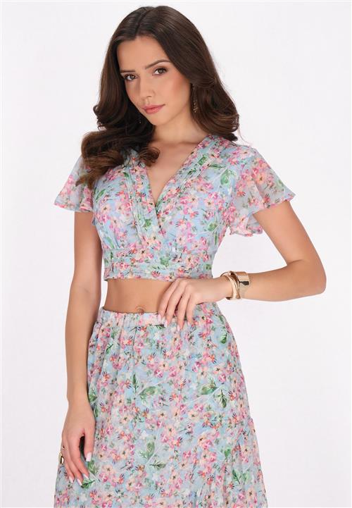 faina Bluse  lyseblå / grøn / lilla