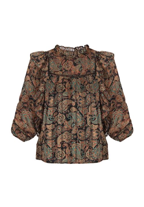 usha FESTIVAL Bluse 'Fashion Look'  beige / aqua / brun / sort