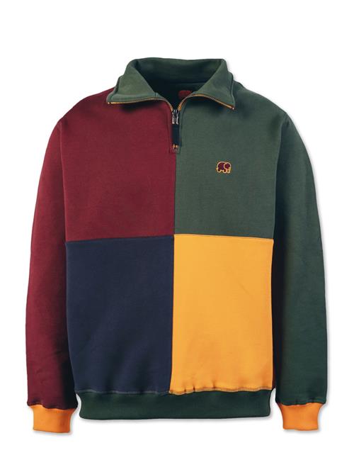 Trendsplant Sweatjakke ' COLOR BLOCK '  mørkegrøn / rød