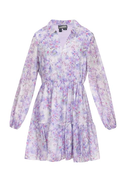 DreiMaster Vintage Blusekjole  lysegrå / mørkegrøn / lavendel / pink