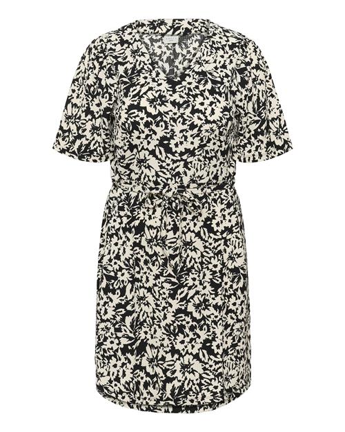 KAFFE CURVE Kjole 'Elisy'  beige / sort