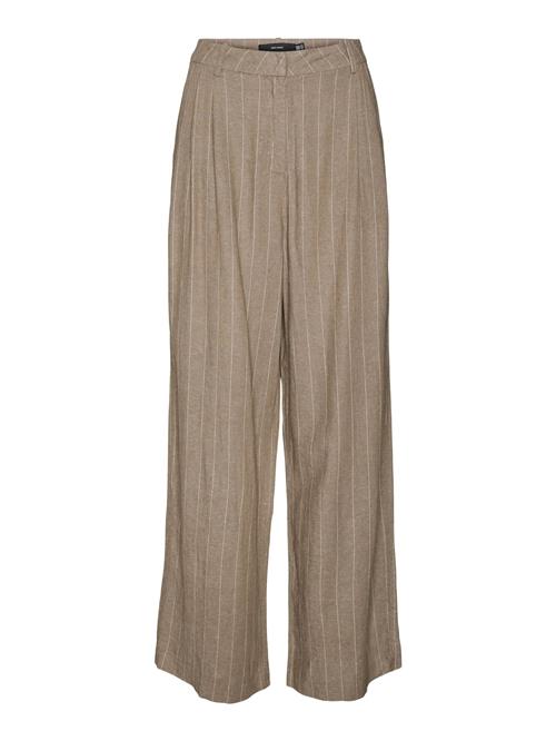 VERO MODA Bukser med fals 'VMMindy'  creme / brun