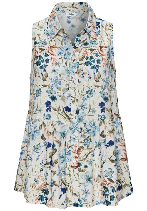 BUFFALO Bluse  creme / cyanblå / kastaniebrun / khaki