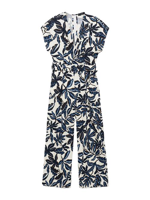 MANGO Jumpsuit 'MERCI'  azur / sort / hvid