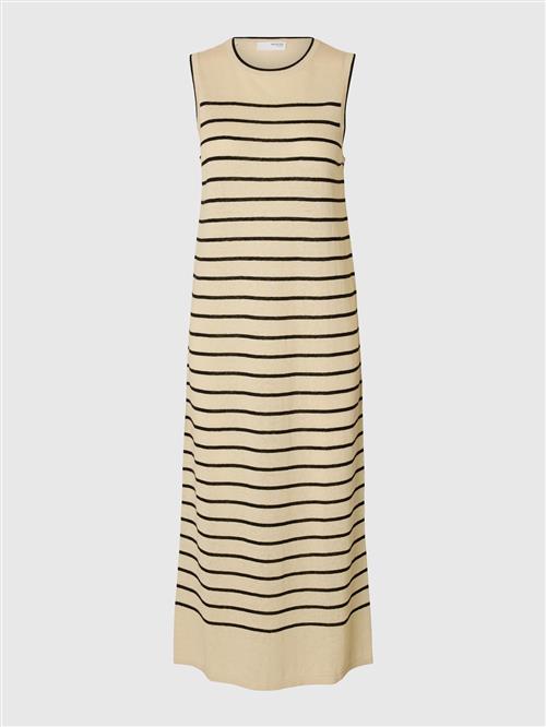 SELECTED Strikkjole  sort / uldhvid